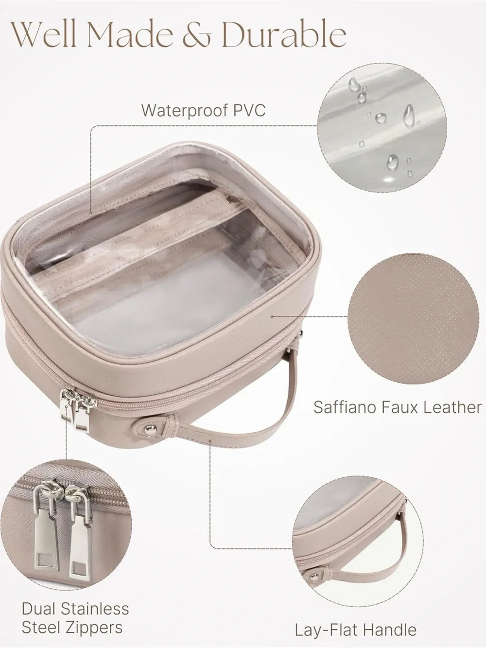 Clear Travel Makeup Case - Blush Pink Cosmetic Organizer
